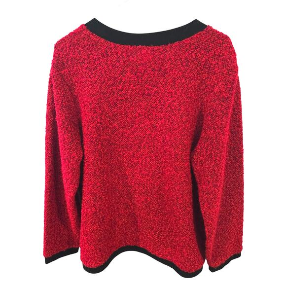 Cathy Daniels Sz XL Red Black Faux Cardigan Sweater - Picture 3 of 7